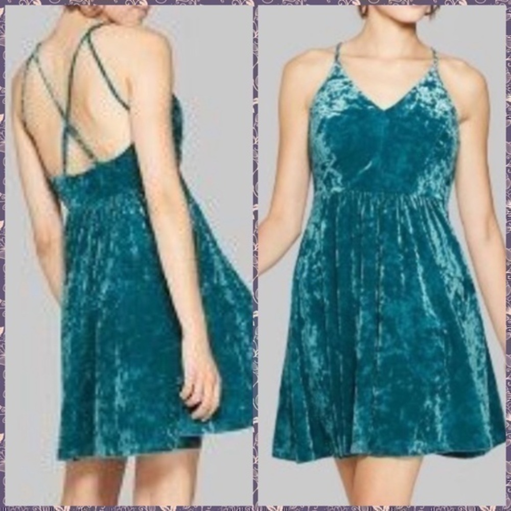 BEAUTIFUL STRAPPY TURQUOISE / TEAL SKATER DRESS M